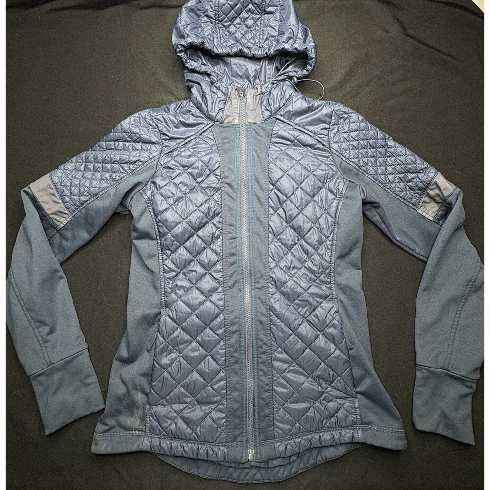 Athleta Jacket Womens S Blue Rock Springs Quilted Hooded Full Zip Insulated